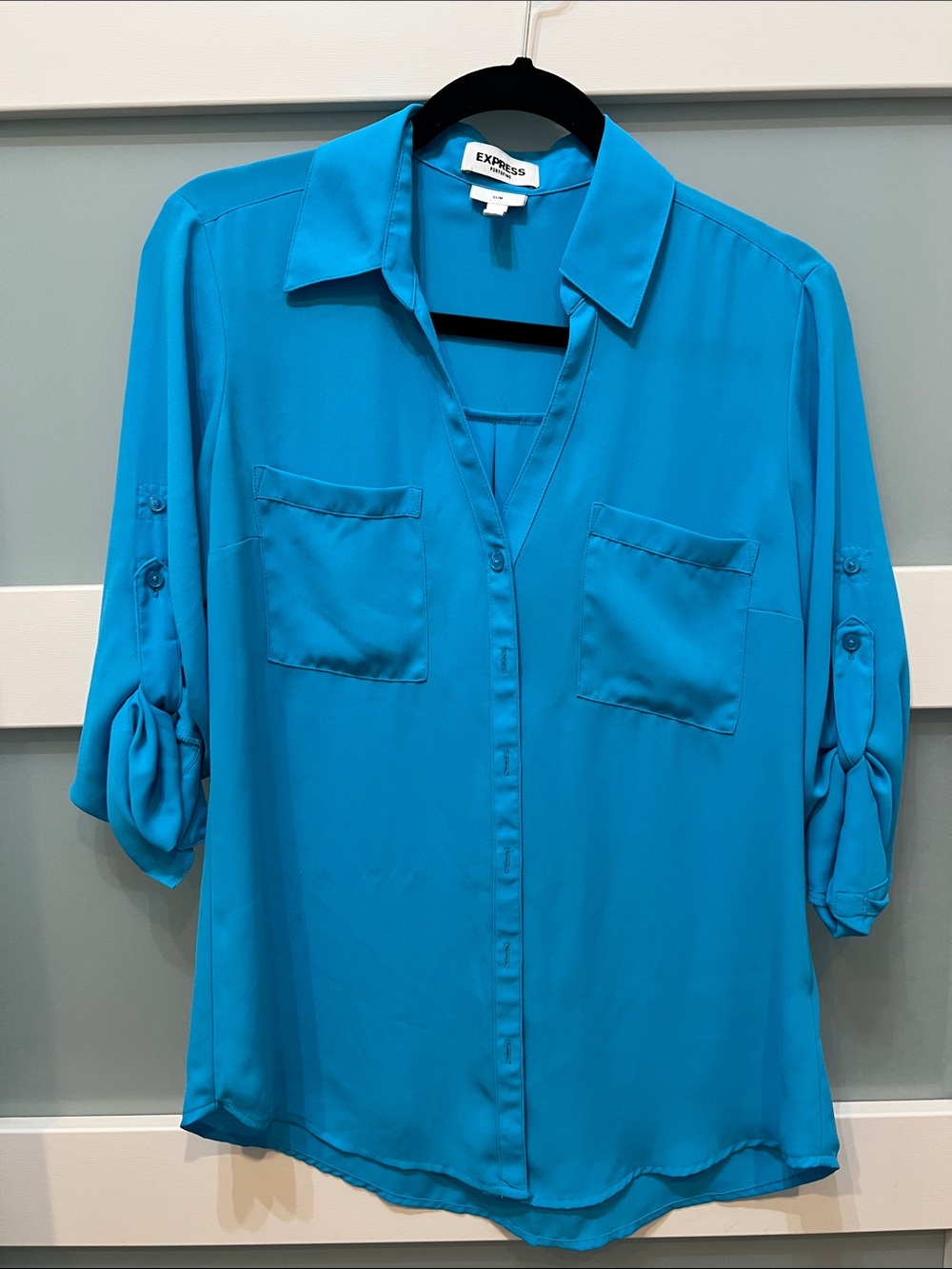 Express Turquoise Button-Front Blouse